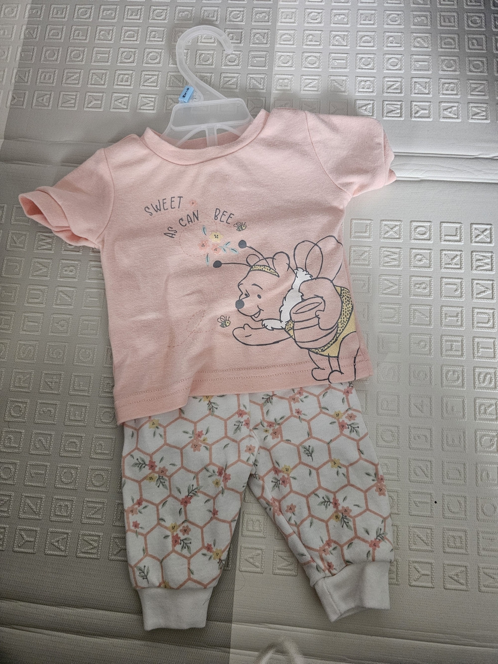 Disney Pink Winnie the Pooh Pajama Set with Floral Honeycomb Pants